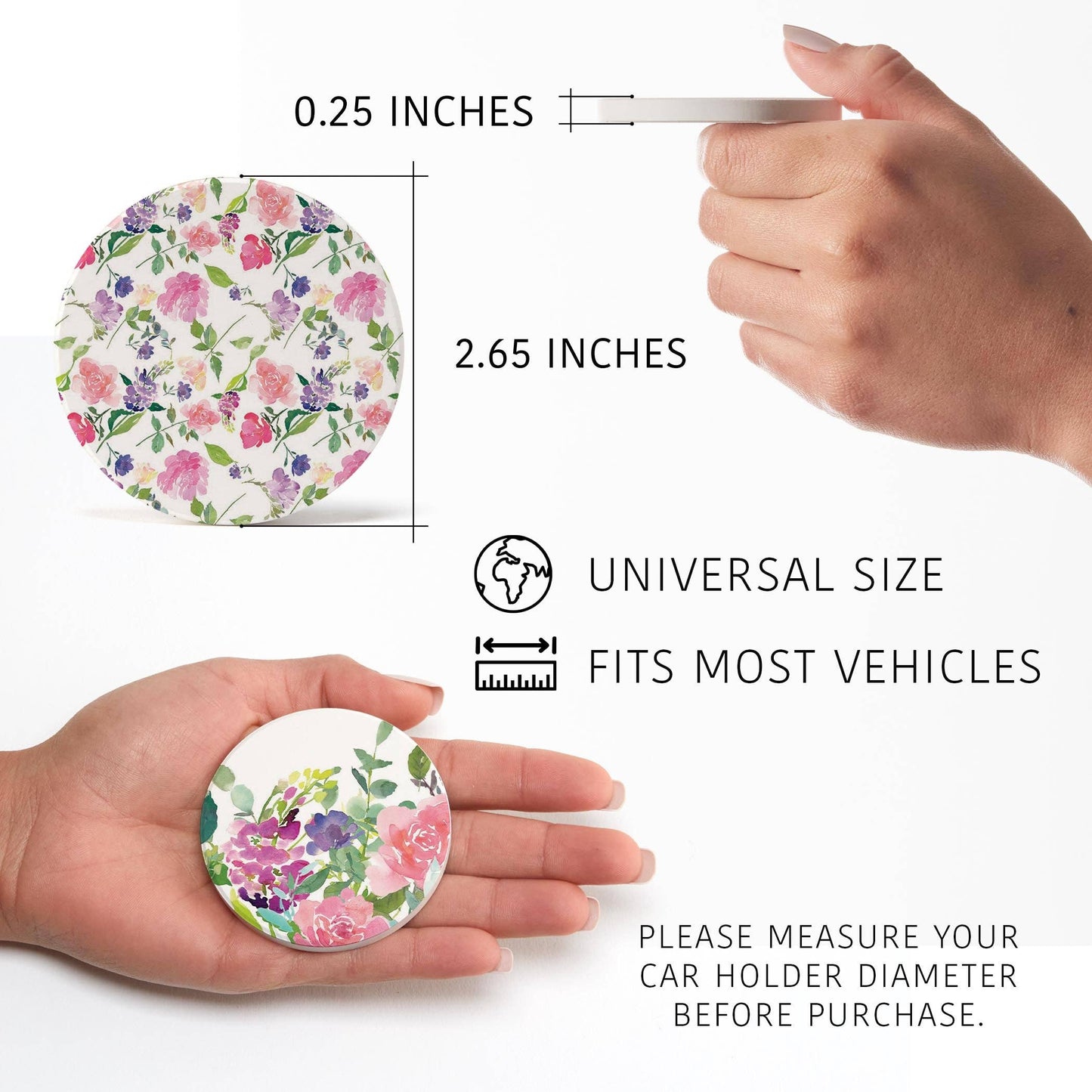 Car Coaster 2-Pack Kalia Lane-Floral Watercolor Patterns 1 - The Speckled Dove