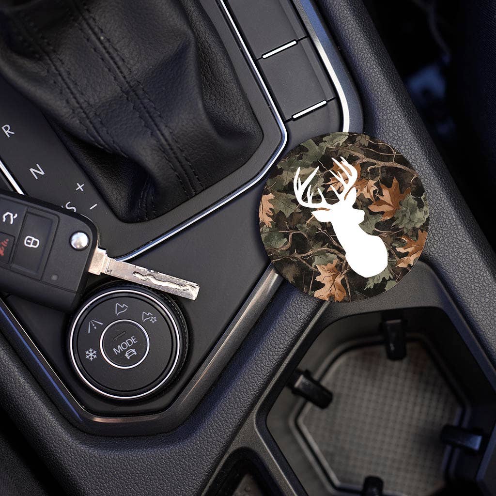 Car Coaster-Deer Head Camo - The Speckled Dove