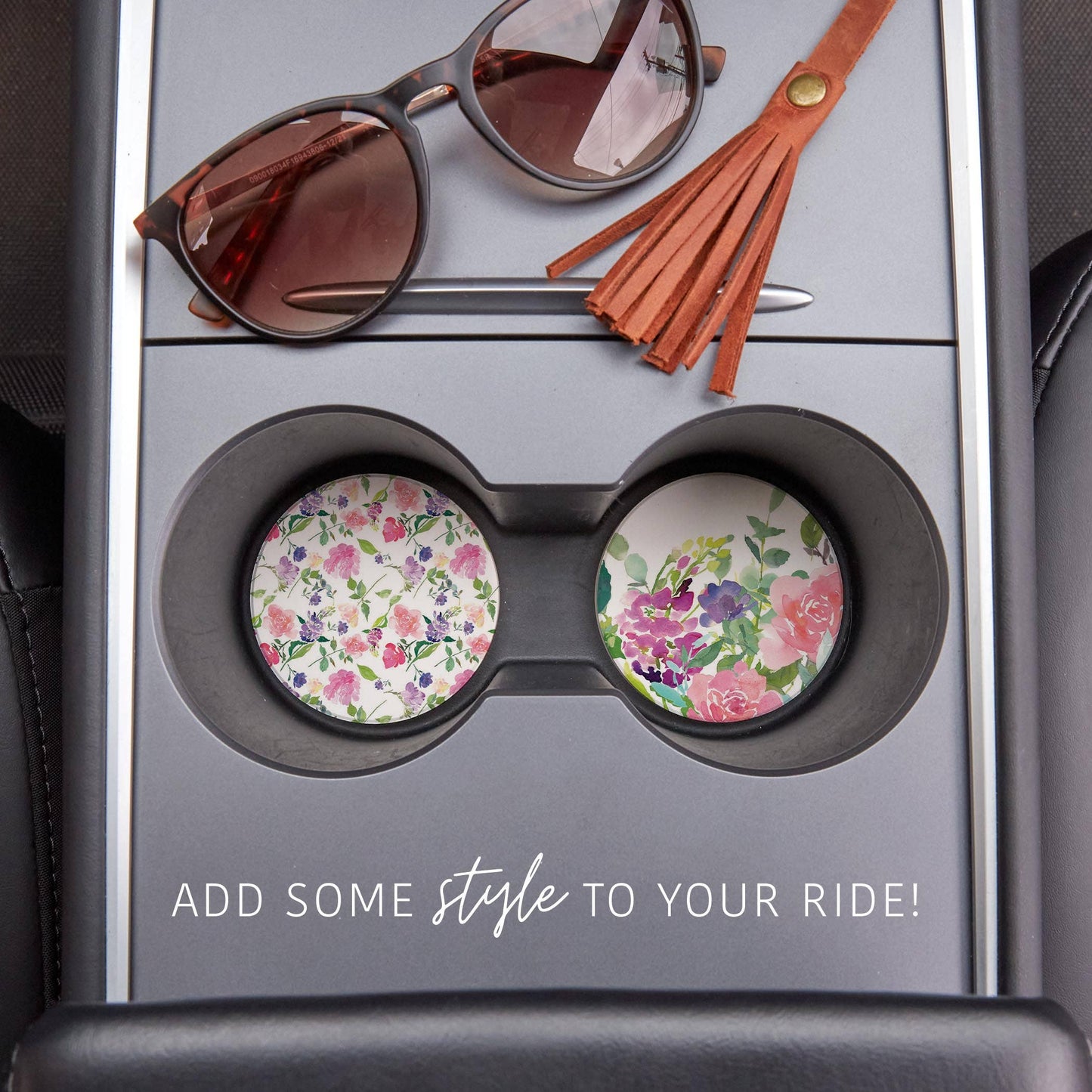 Car Coaster 2-Pack Kalia Lane-Floral Watercolor Patterns 1 - The Speckled Dove