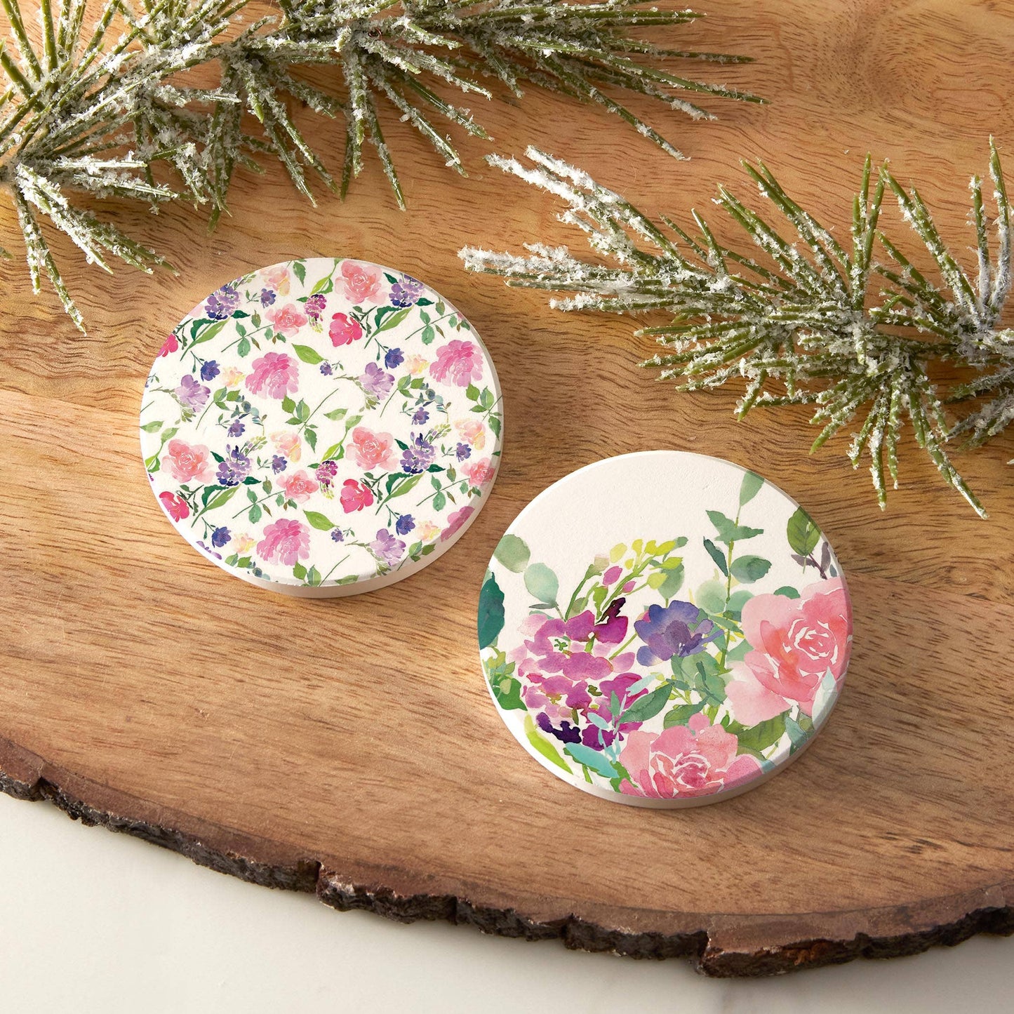 Car Coaster 2-Pack Kalia Lane-Floral Watercolor Patterns 1 - The Speckled Dove