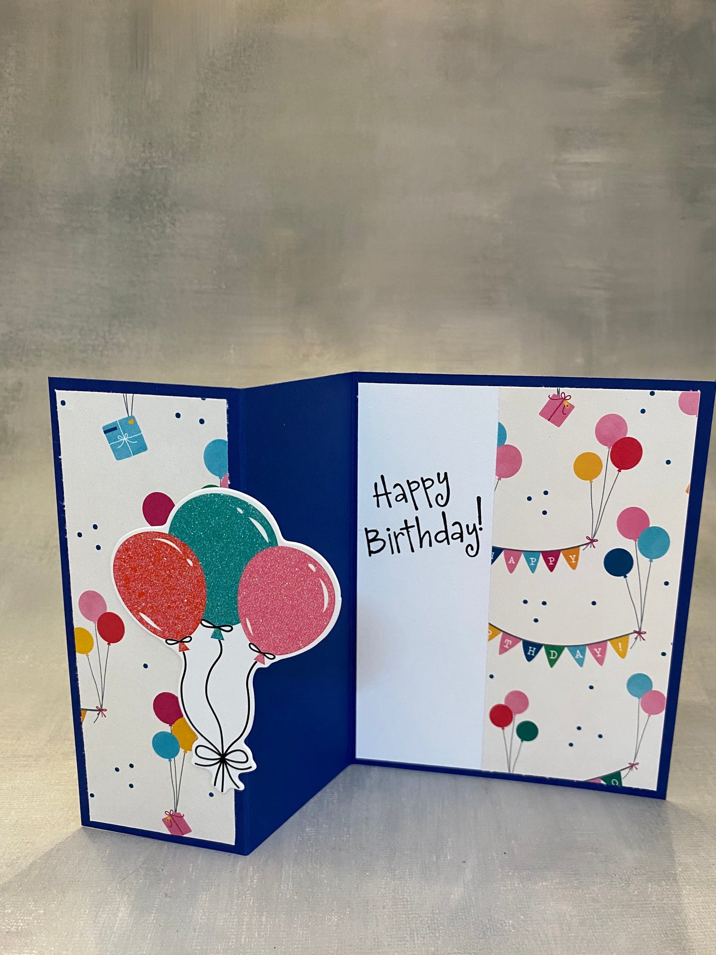 Happy Birthday Card With Banners and Balloon Bouquet - The Speckled Dove