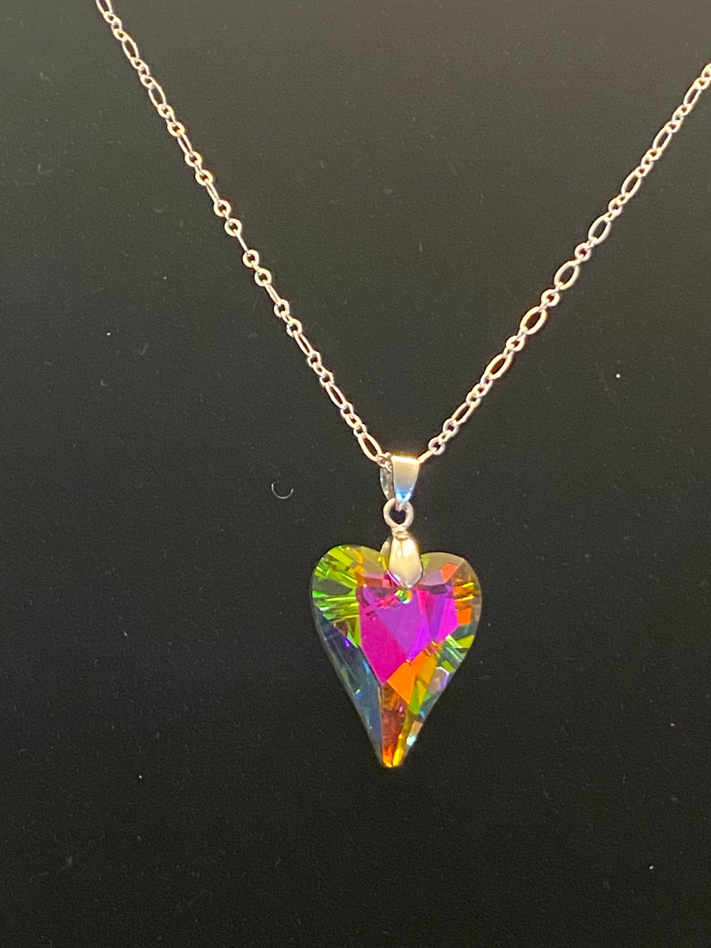 "Penelope" Multi-Colored Crystal Heart Necklace - The Speckled Dove