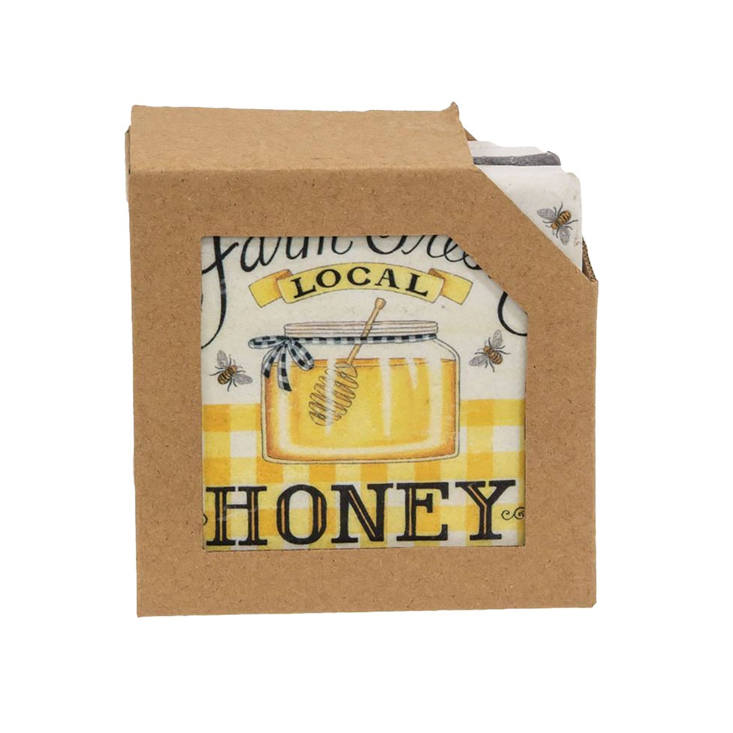 4/Set, Farm Fresh Honey Resin Coasters - The Speckled Dove
