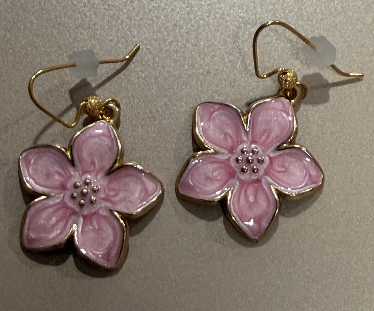 Brinley's Pink Enamel Flower Earrings