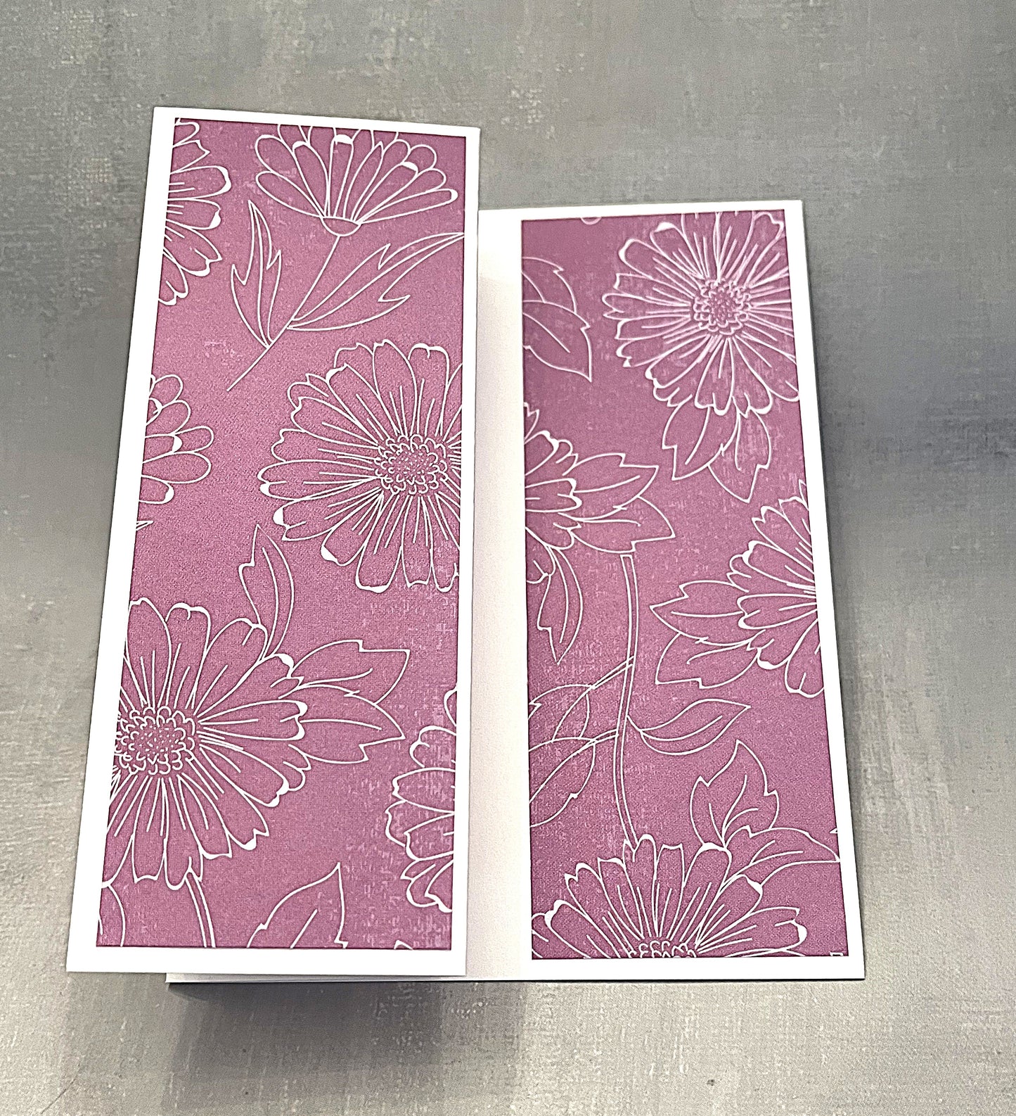 Purple with Delicate White Floral Outline Print Notecard - The Speckled Dove