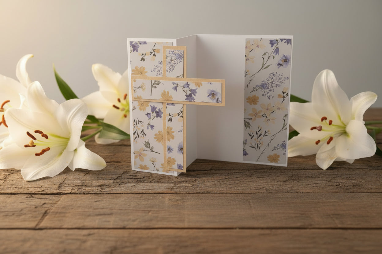 Easter Floral Cross Notecard - A2