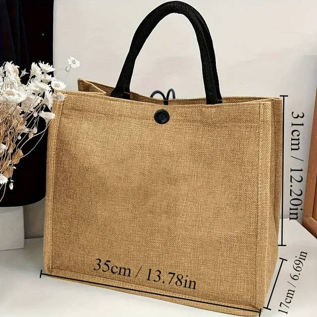 Jute Tote Bag with Black Cotton Handles – "With God All Things Are Possible" Matthew 19:26 - The Speckled Dove