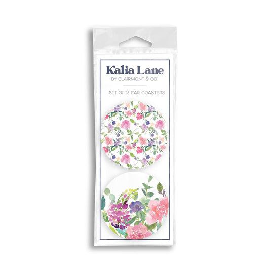 Car Coaster 2-Pack Kalia Lane-Floral Watercolor Patterns 1 - The Speckled Dove