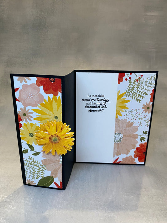 Yellow Floral Bi-Fold Note Card 