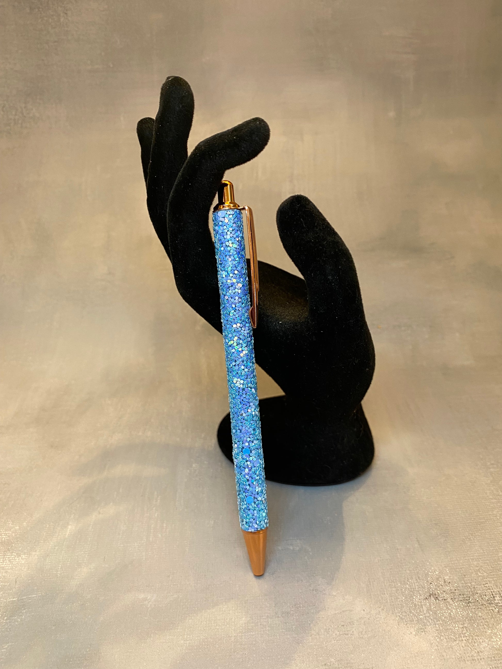 Rose Gold Glitter Ink Pen - Blue Sequin