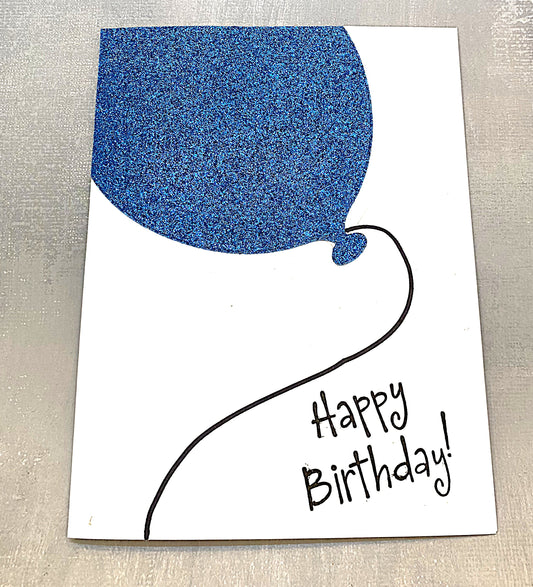 Blue Glitter Balloon Birthday Card - The Speckled Dove