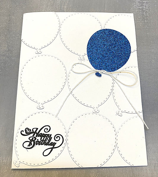 Happy Birthday Card with Blue Glitter Balloon - The Speckled Dove