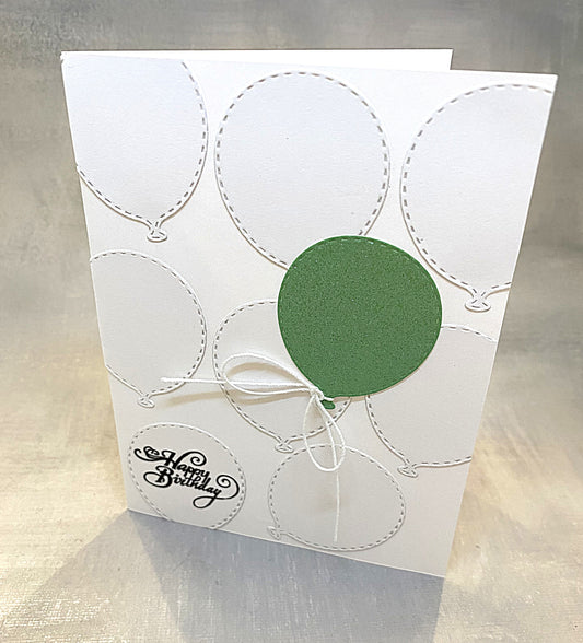 Happy Birthday Card with Green Glitter Balloon - The Speckled Dove