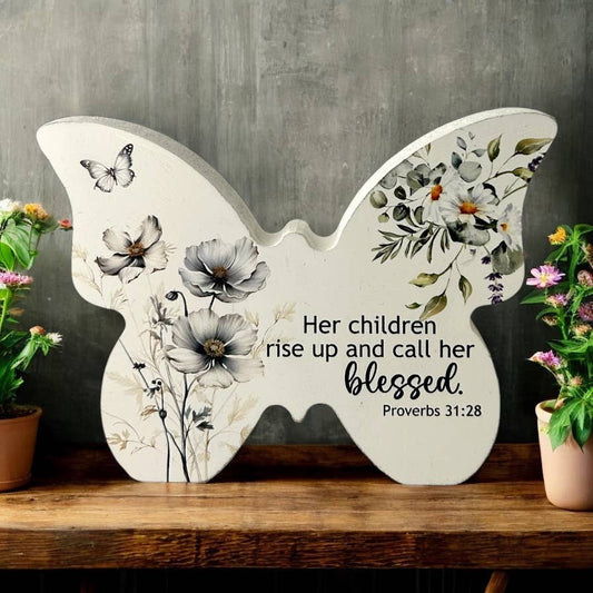 Floral Wood Butterfly - Inspirational Gift - The Speckled Dove