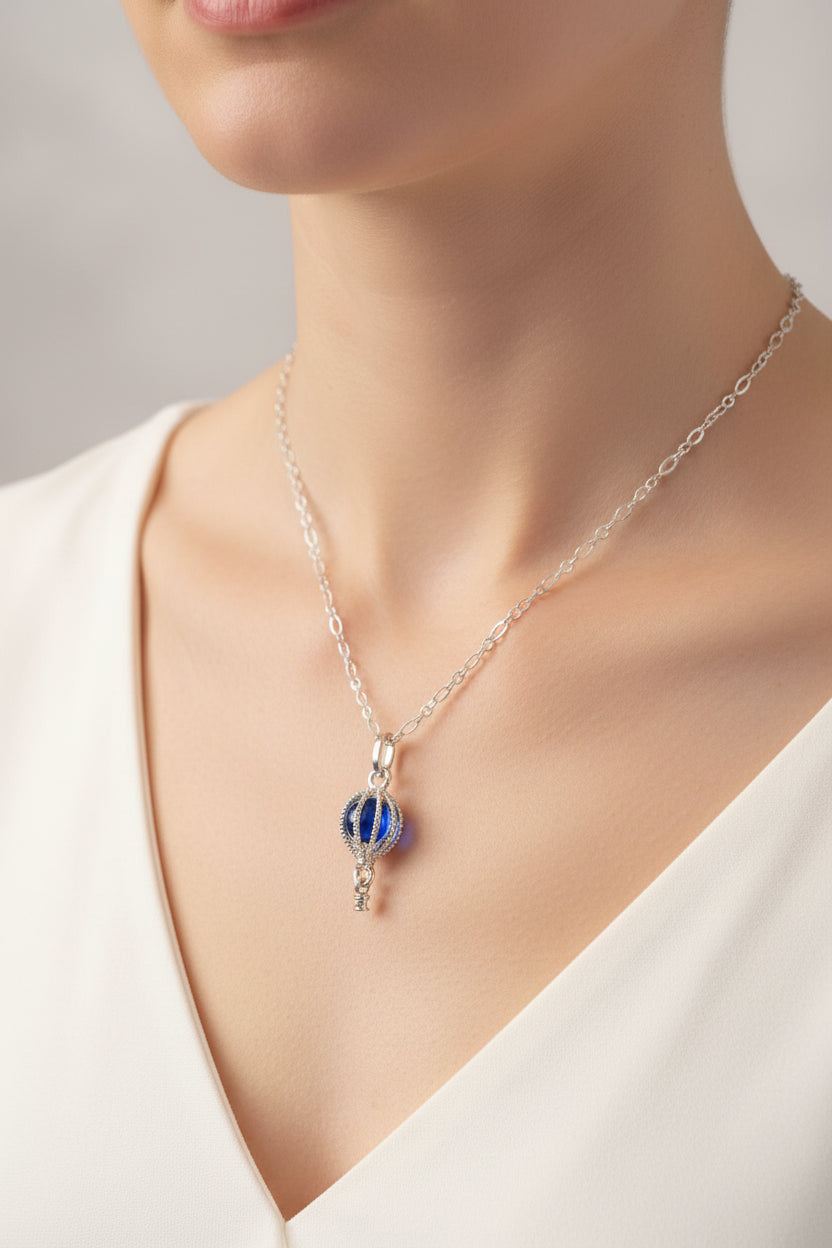 "Addison" Hot Air Balloon Necklace - Blue