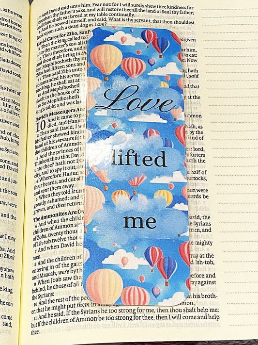 Love Lifted Me Hot Air Balloon Bookmark - The Speckled Dove