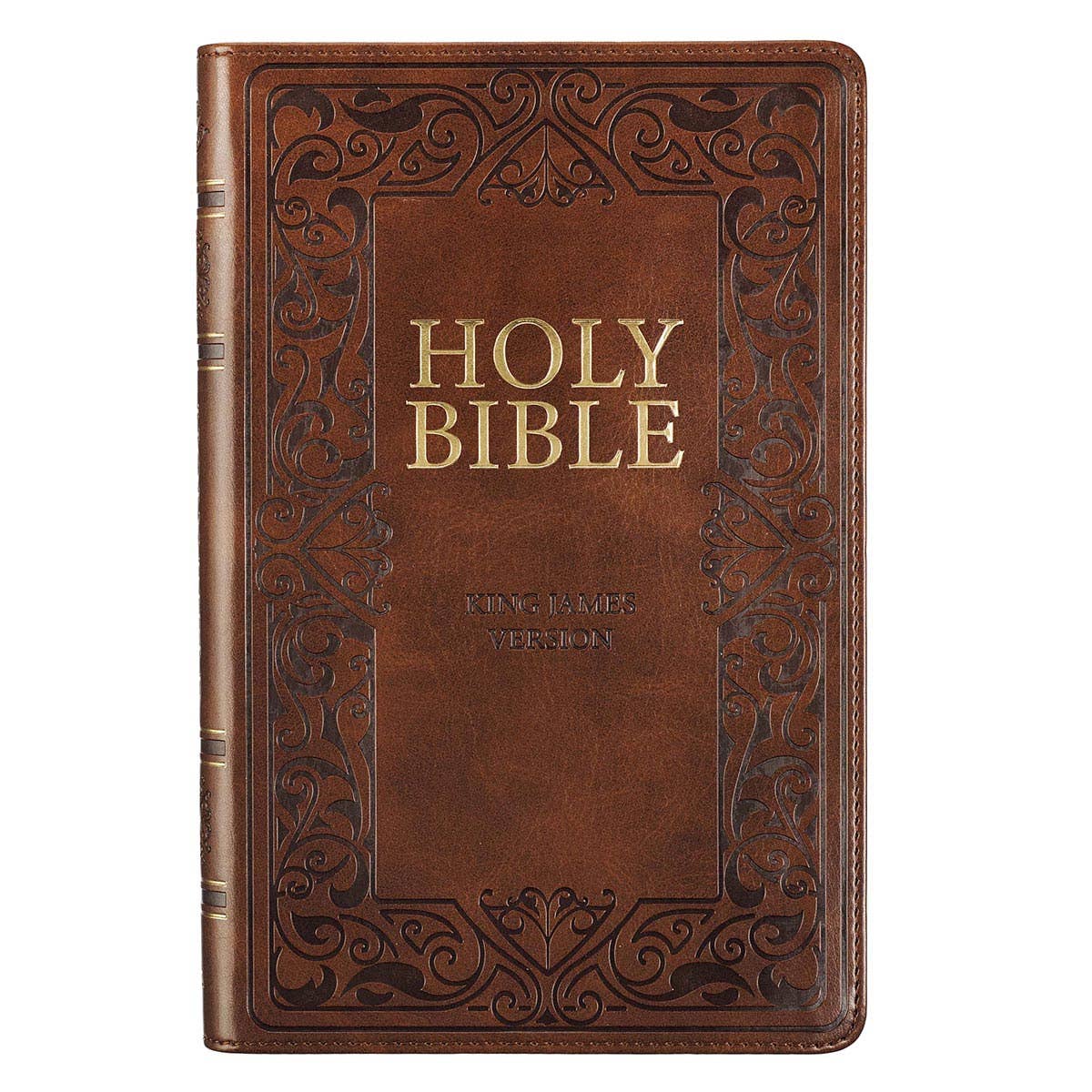 KJV Bible Deluxe Gift Faux Leather, Medium Brown 