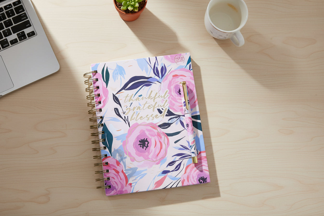 Thankful Grateful Blessed Floral Journal - The Speckled Dove
