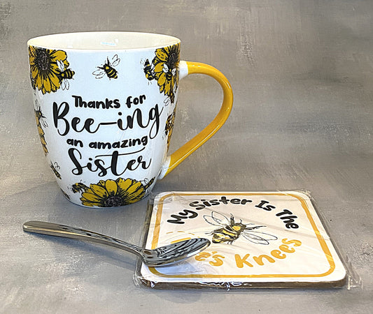 Thanks for Bee-ing  an Amazing Sister 3-piece mug set - The Speckled Dove