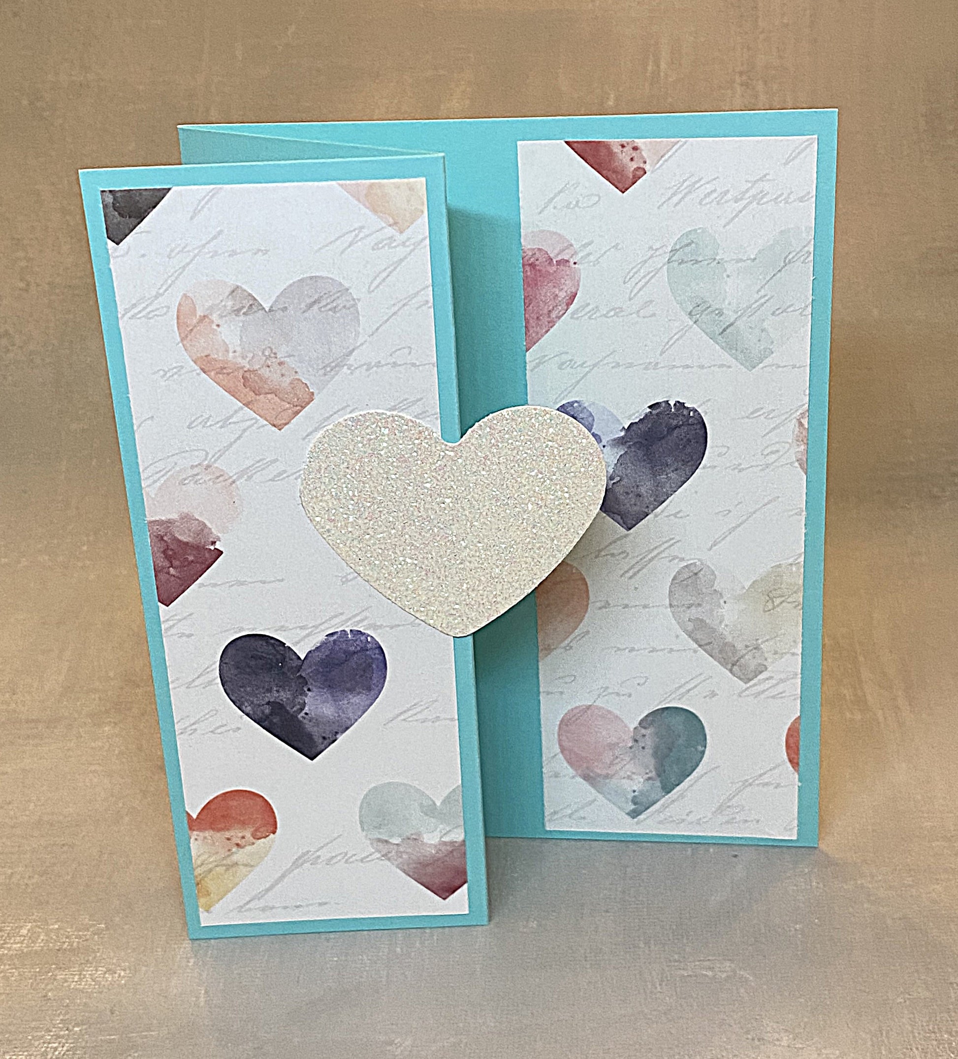 Heart Bi-Fold Blue Note Card 