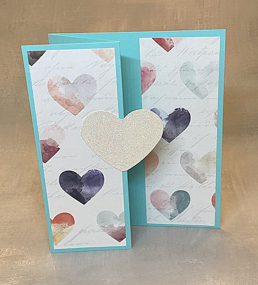 Heart Bi-Fold Blue Note Card 