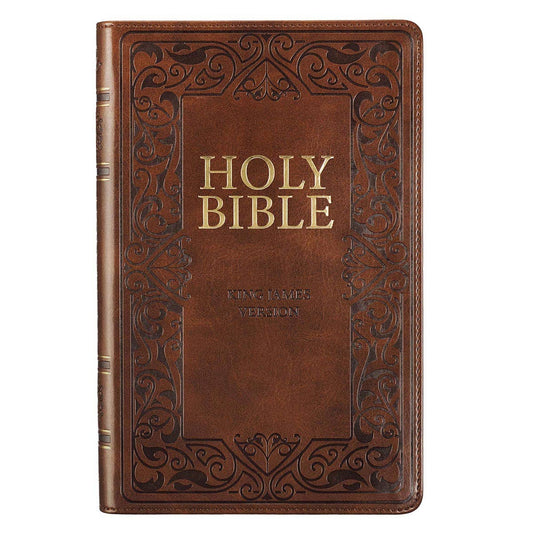 KJV Bible Deluxe Gift Faux Leather, Medium Brown - The Speckled Dove