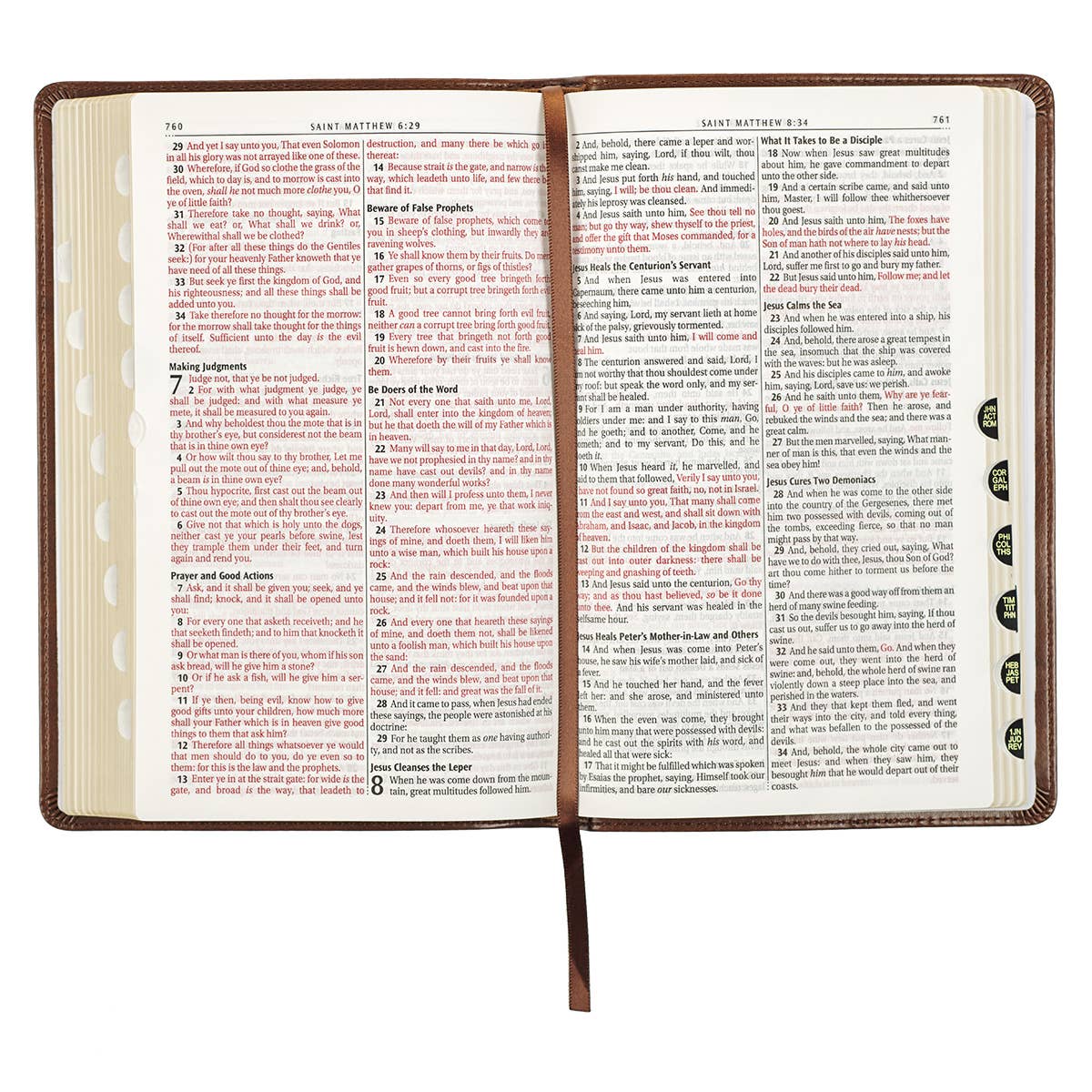 KJV Bible Deluxe Gift Faux Leather, Medium Brown - The Speckled Dove