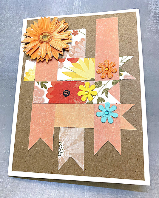 Notecard with 3D Flowers - The Speckled Dove