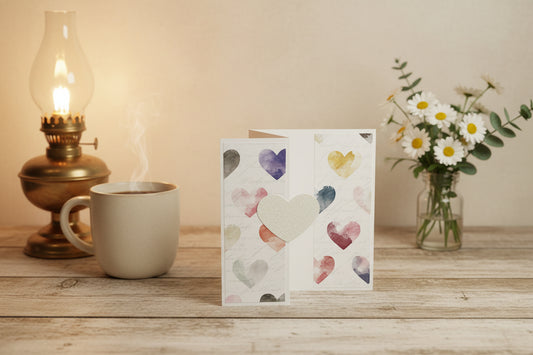 Heart Bi-Fold White Note Card 
