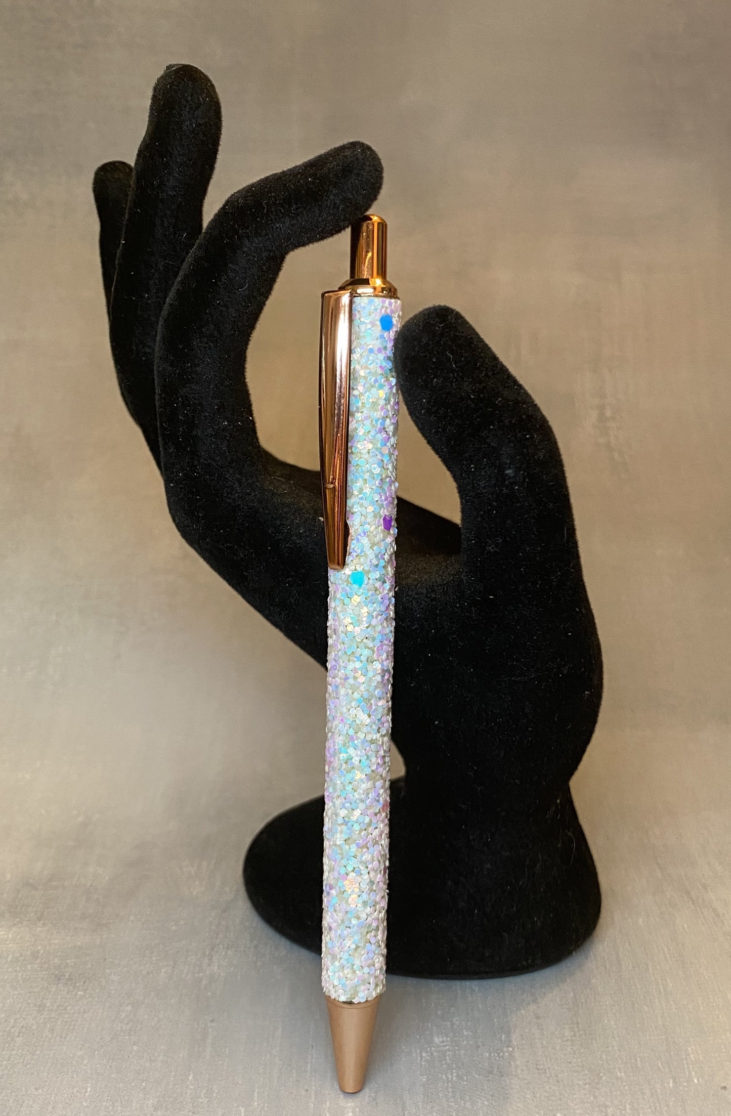 Rose Gold Glitter Ink Pen - white sequin