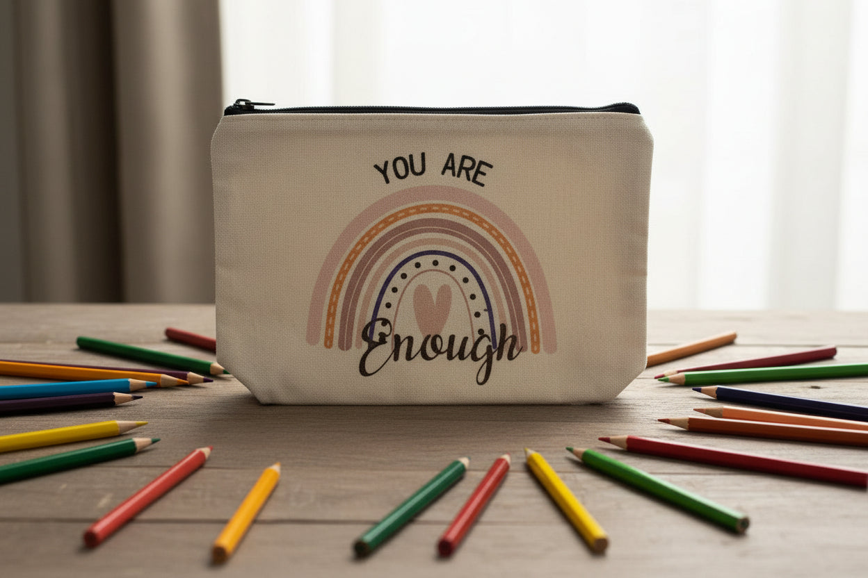 You Are Enough Rainbow Zipper Bag 