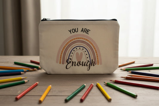 You Are Enough Rainbow Zipper Bag 