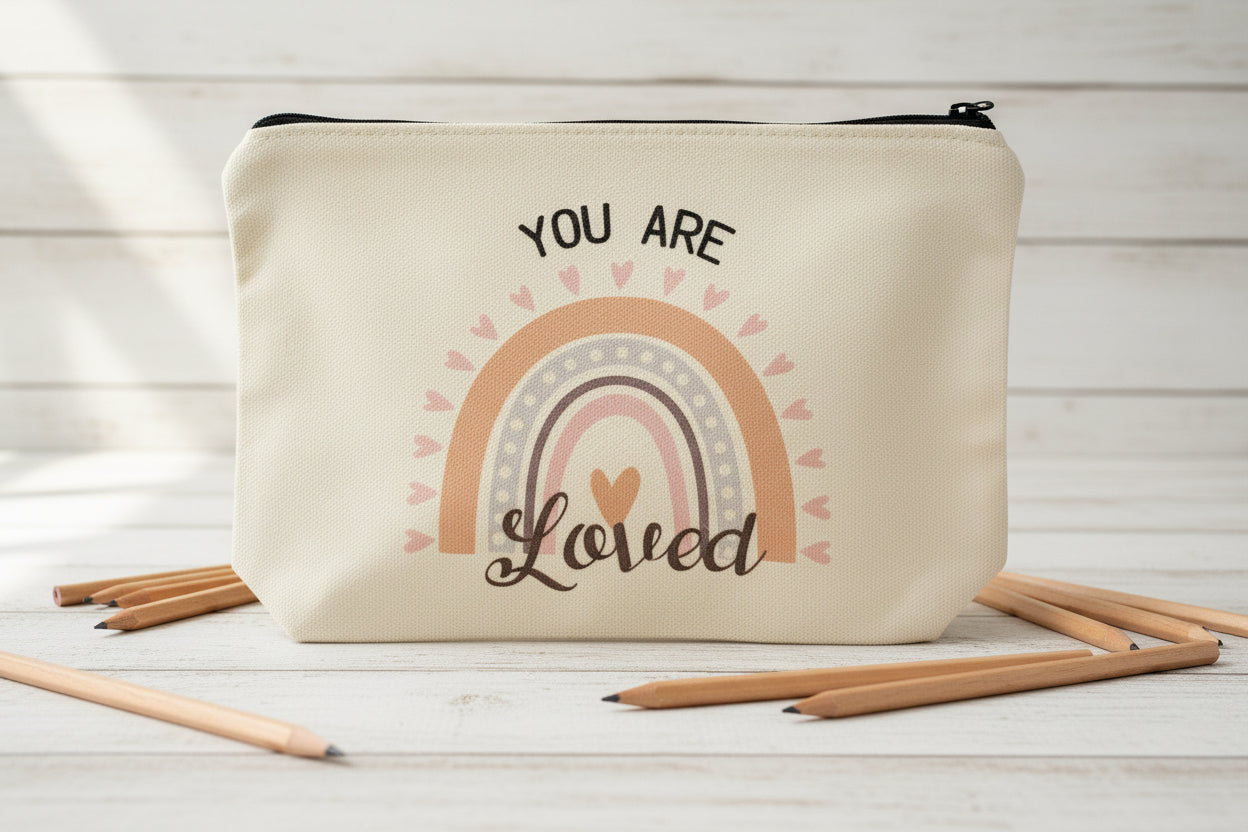 You Are Loved Rainbow Zipper Bag 