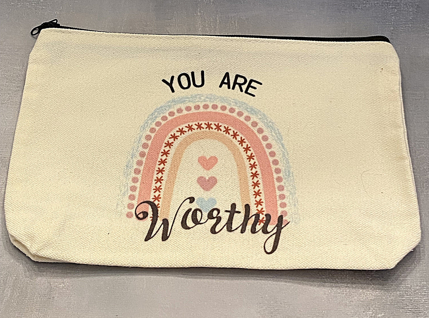 You Are Worthy Rainbow Zipper Bag - The Speckled Dove