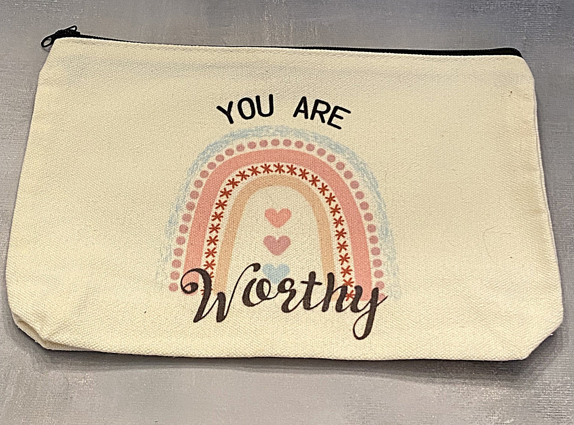 You Are Worthy Rainbow Zipper Bag - The Speckled Dove
